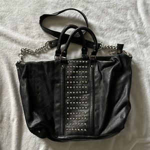 Steve Madden Black Faux-Leather purse with stud and chain details
